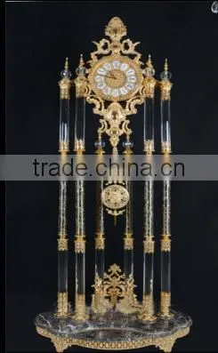 Nouveau Blue Crystal and Copper Cast Floor Clock, Home Decorated Bronze Floor Clock photo-5