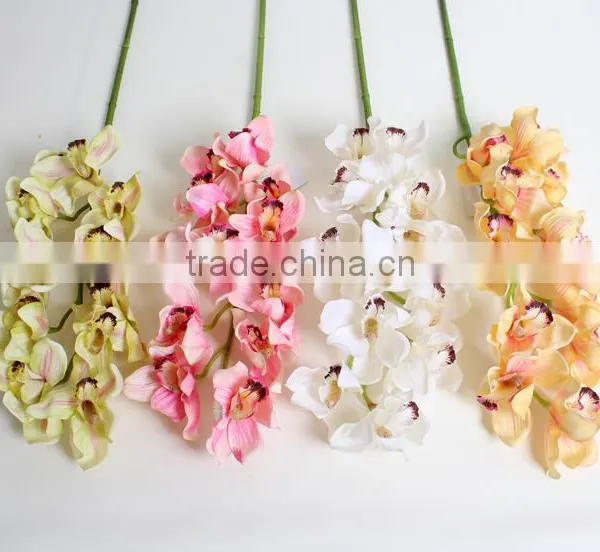 SJ10111098 Artificial Silk Cymbidium Flowers/decorative Fabic Orchids photo-5