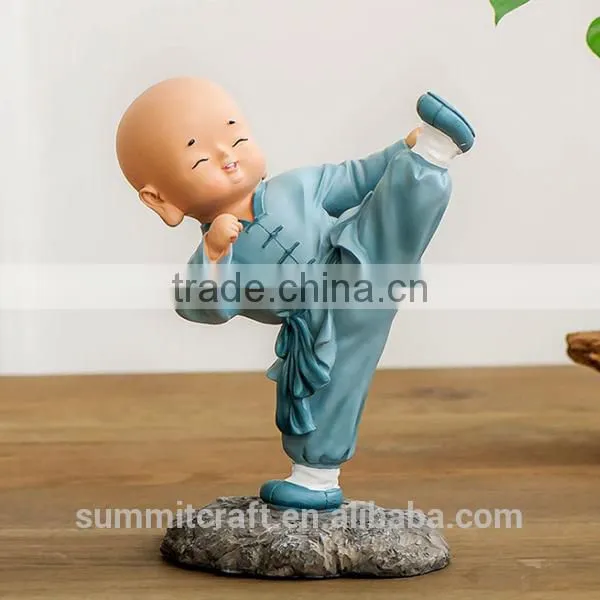 Resin Little Monk Statue Shaolin Monk Figurine photo-4