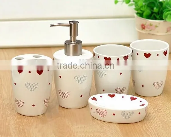 Ceramic Bathroom Set 4pcs With Love Decal photo-4