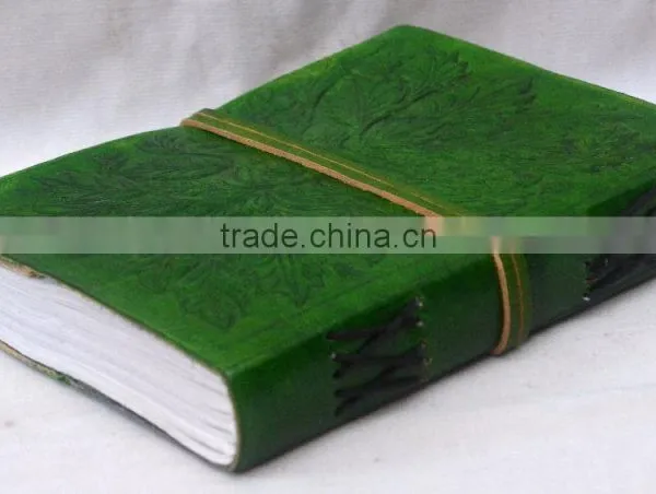 Handmade Vintage Bunch Of Leaf Embossed Leather Journal photo-3
