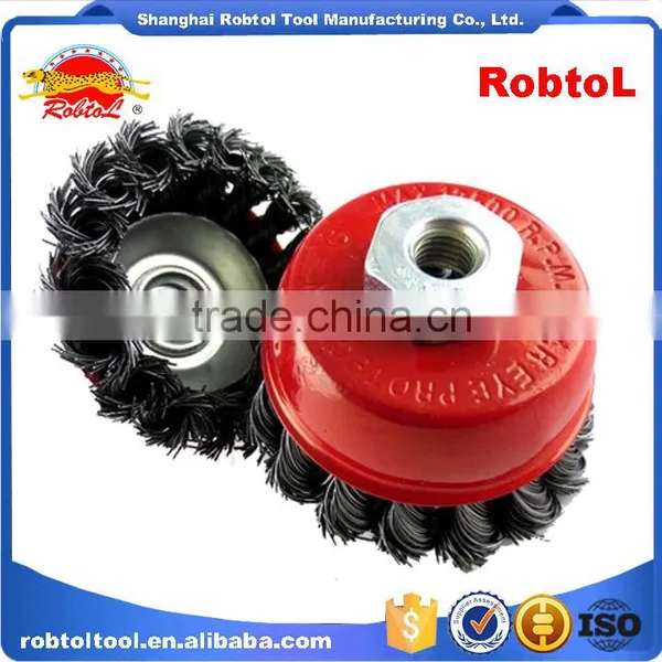 3" Steel Wire Cup Brush Wheel Twist Knot Crimped Bowl Disc Abrasive M10 Round Grinding Cheaning Brush photo-5