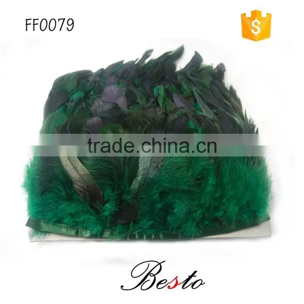 Dyed Rooster Hackle Feather Trimming With Satin Ribbon photo-2