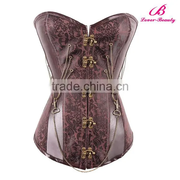Overbust Corset Shapewear Waist Trimmer Corset Slim Women Brown Color photo-4