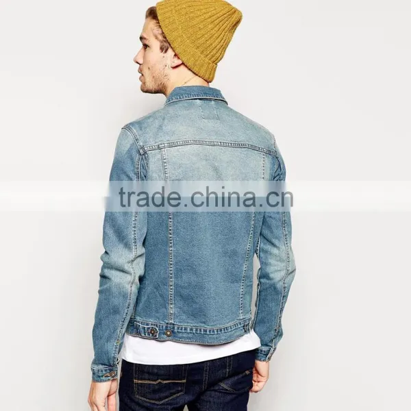 Light Blue Fitness Denim Men Jean Jacket Fashion Street Wear photo-2