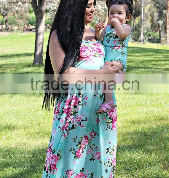 Adorable Summer Long Dress Mommy And Me Maxi Dress Girl Romper Baby Dress Pictures photo-3