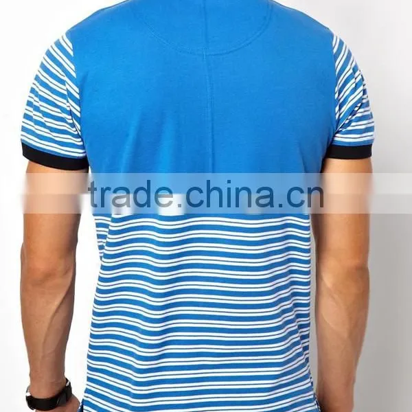 Hot Sale Wholesale Casual Pocket Men's Stripes Pocket Polo T Shirt photo-4