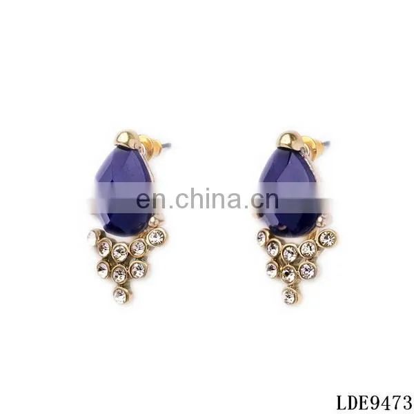 Emerald Blue Crystal Glass Drop Earrings Zircon Ear Jackets Fashion Jewelry photo-2