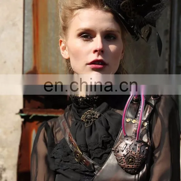RQBL Gothic Women's Transparent Shoulders and Sleeves Blouse With Jabot photo-6