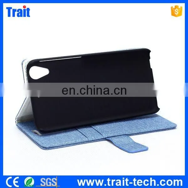 Cloth Texture Pattern Wallet Style Magnetic Flip Stand PC+PU Case for HTC Desire 626 photo-5