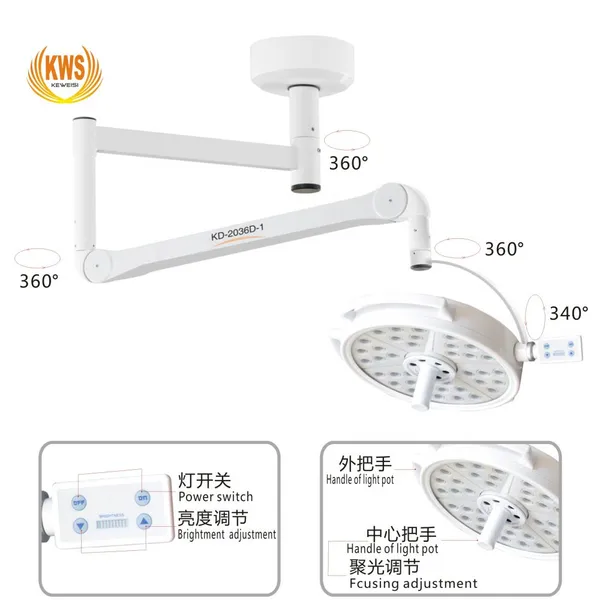 108W LED Plastic Surgery Veterinary Medical Oral Implants Ceiling Shadowless Operation Lamp