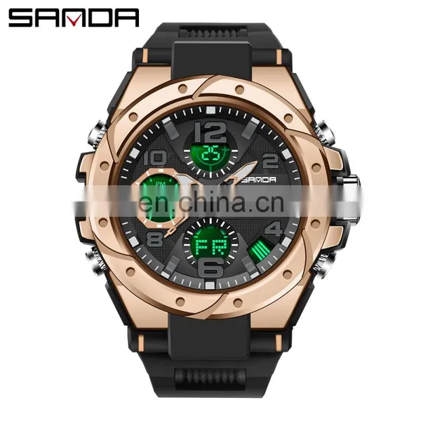 Sanda 6008 Relogio Masculino Sport Men's Watches Luminous Waterproof Analogue Digital Watches Men'S photo-3