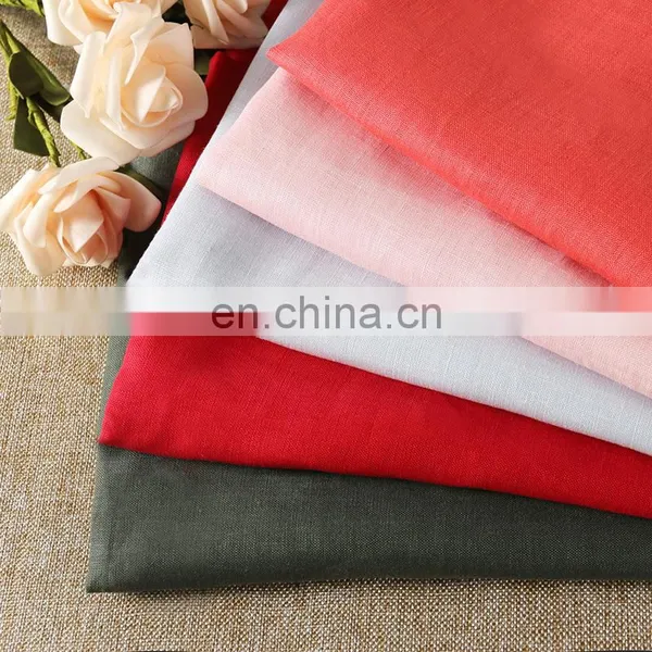 Colorful Linen Cotton Woven Fabric Plain Linen Blend Fabric