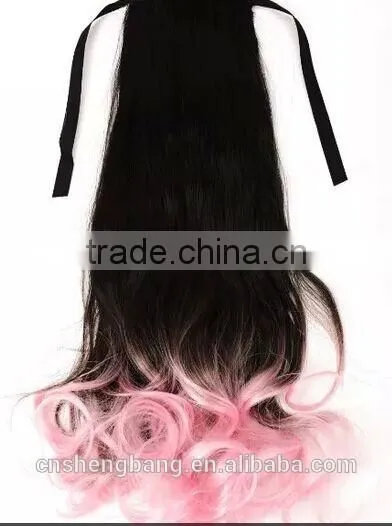 Dip Dyed Three Tone Pony Tail Wigs Synthetic Hair Wig Hair Extension Ponytail Wig photo-2