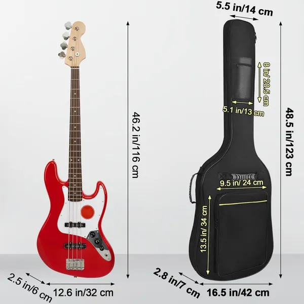 Bass Guitar Bag 7mm Padding Waterproof Electric Bass Case(Black) photo-2