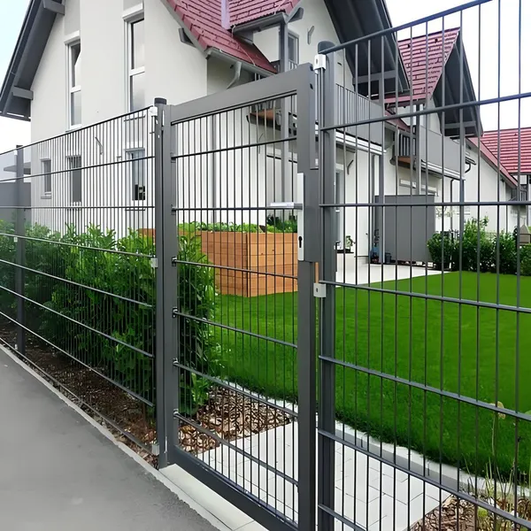 656 Wire Security Fence Weatherproof 2D Welded Twin Wire Mesh Panel Fence With Rectangular Post