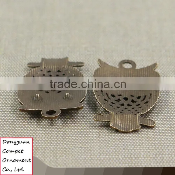 Wholesale 32*19mm Zinc Alloy Hollow Out Ancient Bronze Owls Pendant photo-3