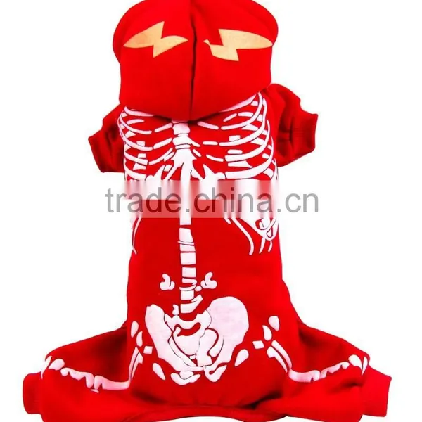 Wholesale Luminous Shock Dragon Spring Autumn Single Layer Skeleton Pattern Red Dog Clothes Pet Garment photo-5
