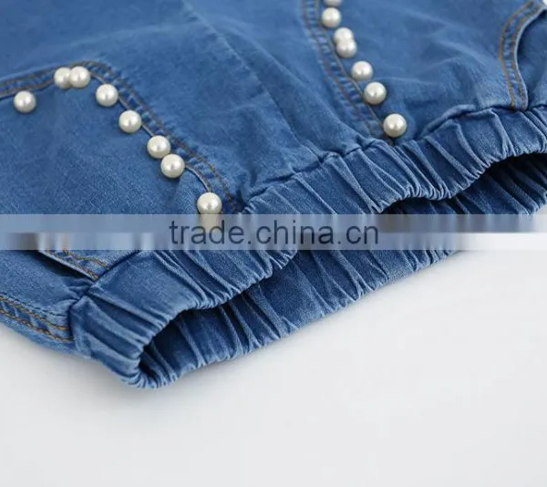Girl Clothing Korean Cute Baby Girl Beaded Clothes Shorts 2016 New Summer Girl Pearl Pocket Jeans Lovely Girl Short Pants photo-5