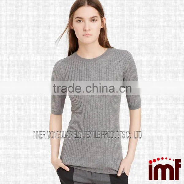 Women Cashmere Sweater Short Sleeve Jumper Pullover Tunic Top Knit Crochet photo-3