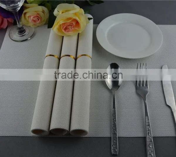 Wholesale Price 75g PVC Woven Mesh Placemat White Pure Color 1*2 Series 45*30cm photo-3
