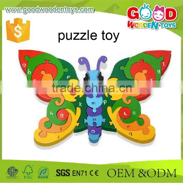 Children's Traditional Toys Learning Lower-case Colorful Butterfly Wooden Letter Alphabet Puzzle Quality Choice