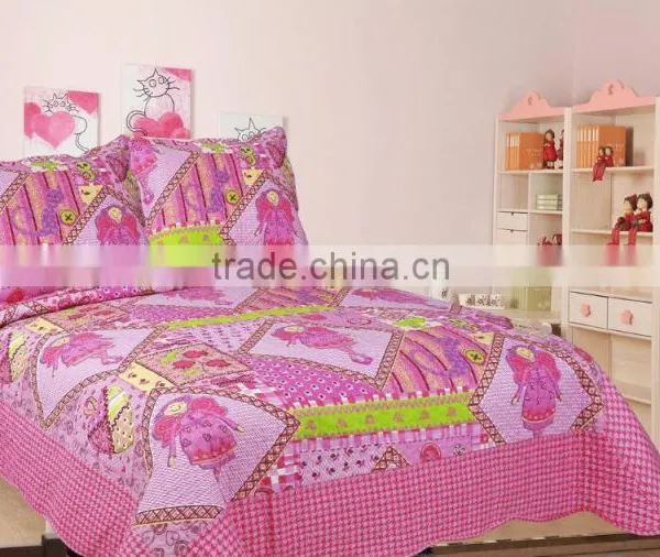 Cartoon Printed Bed Sheets 3pcs Bedspread Kids 100% Cotton Chirldren Quilts photo-4