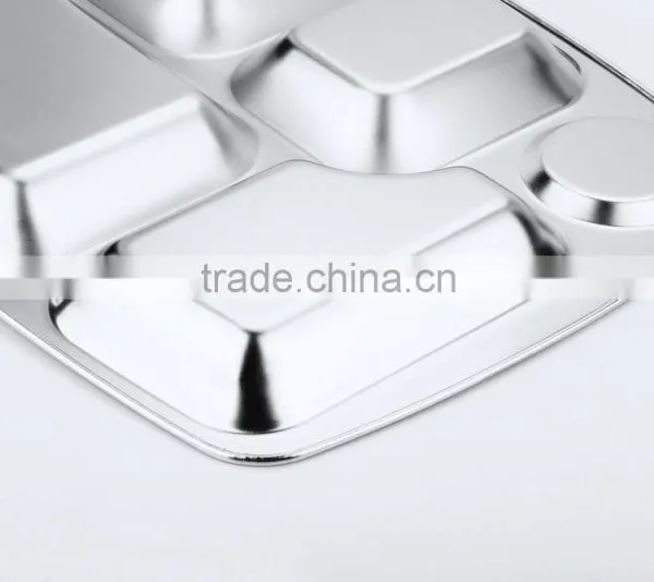 Home Utensils China 304 Stainless Steel Square Compartment Dinner Plates photo-6