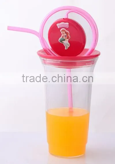 Cute Water Bottle With Straw and Cartoons photo-3