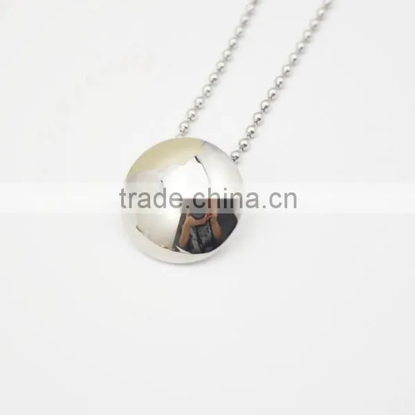 Polished Silver Round Stainless Steel Pendant Chain Necklace Jewelry photo-3