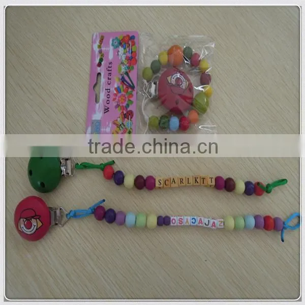 New Colorful Baby Soothie Pacifier Holder Clip With Wooden Clips photo-2