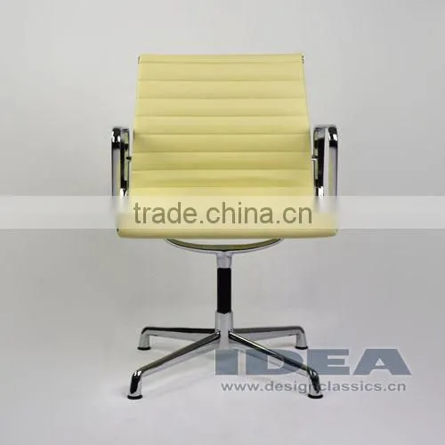 Replica Charles Low Back Ribbed Meeting Chair - Cream White Color Genuine Leather photo-2
