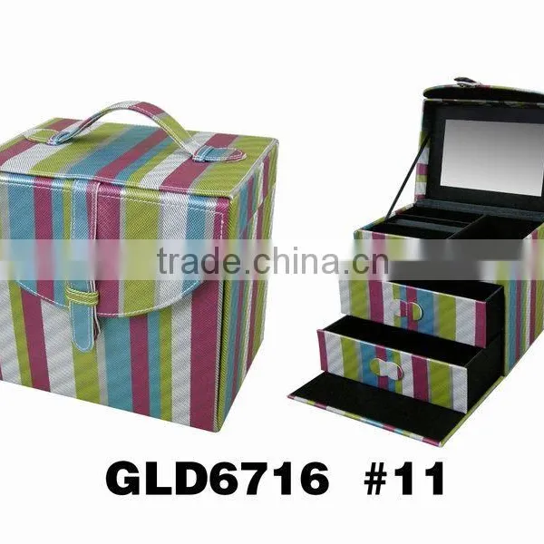 Faux Leather Jewelry Box With Handle Colorful Fashion With Zipper photo-2