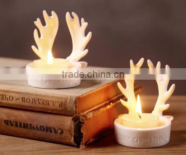 Christmas Decoration Ceramic Antlers Candlestick,Christmas Antlers Candelabra Candle Holders photo-6