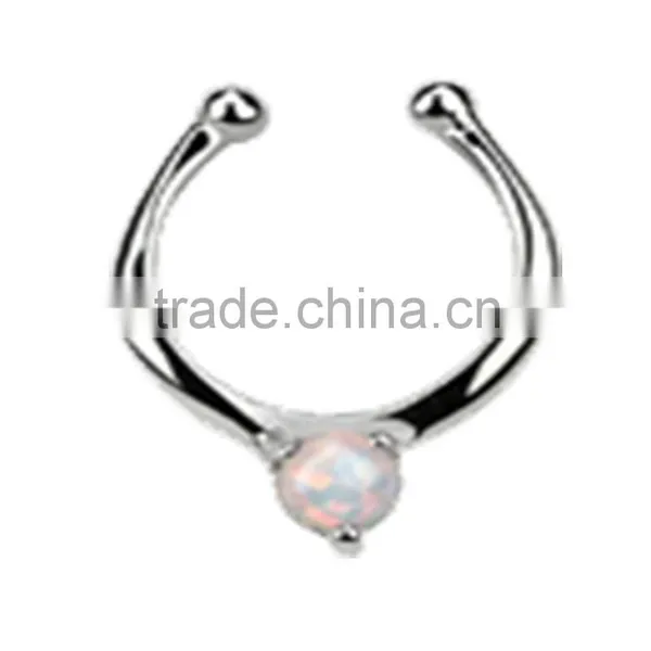 Opal Illusion Faux Clicker Septum Nose Ring photo-3