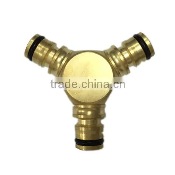 3 WAY BRASS CONNECTOR SPLITTER MALE TO MALE 1/2" COUPLING HOSE