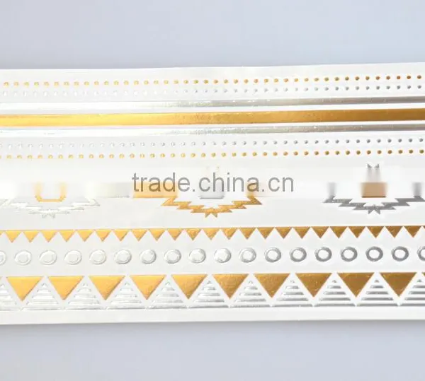 Wholesale Shiny Foil Temporary Tattoos Flash Gold Body Art Tattoos Water Transfer Fake Jewelry Tattoos Factory photo-2