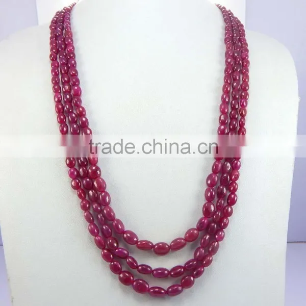 Dyed Ruby Oval Beads Loose Beads Calibrated Necklace photo-3