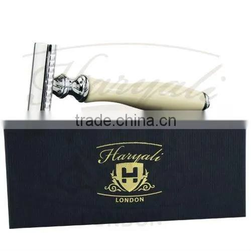Men's Shaving Safety Razor With Ivory Resin Handle
