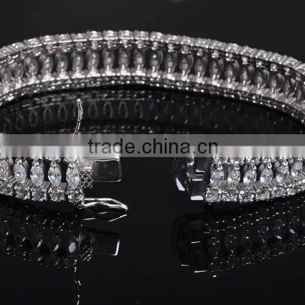 Wholesale 925 Silver Clear Diamond Stone Bracelet Jewelry photo-3