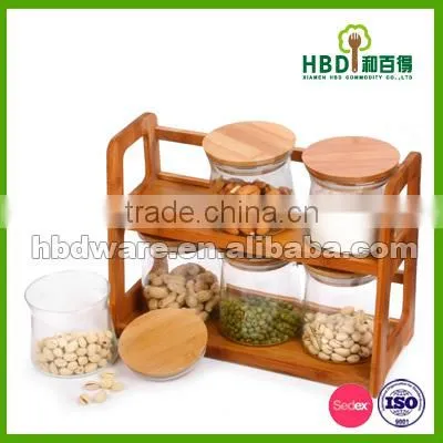 Glass Canister With Bamboo Rack Wholesale photo-4