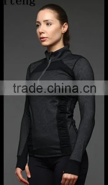 Kiteng 2016 New Design Women's Yoga Coat Fitness Running Sport Hooded Jacket With 1/4 Zipper Office In USAsmall Minimum photo-3