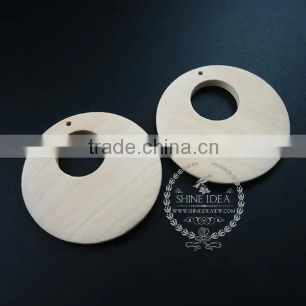 50mm Natural Wood Log Hollow Round Pendant Charm DIY Painting Charm Supplies 1800156 photo-2
