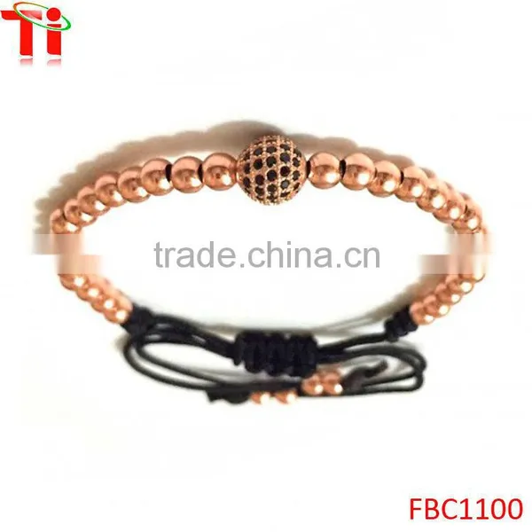 New Arrival BALLS DIAMOND MACRAME 18KT Rose Gold Beads Bracelet photo-2