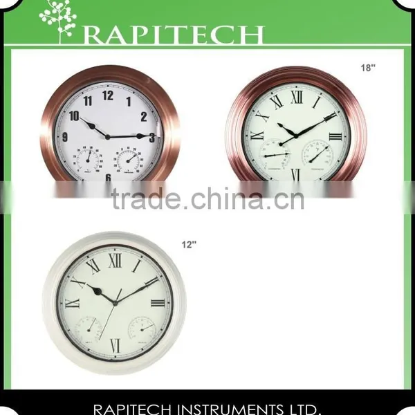 18 Inch Built in Thermometer And Hygrometer Garden Metal Outdoor Clock photo-6