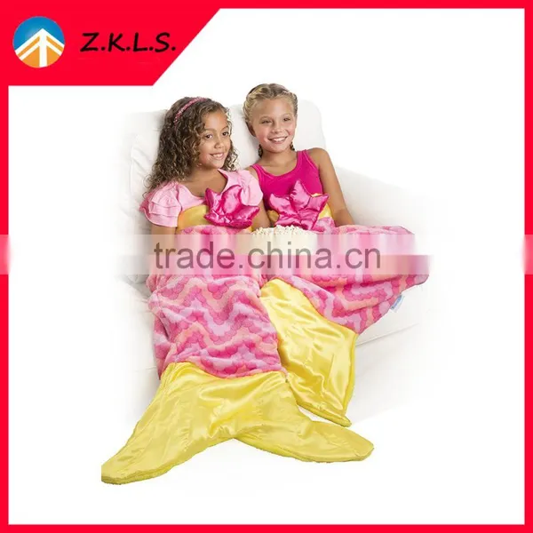 Home Pink Comfortable Kids Sleeping Bag Mermaid Tail Blanket photo-3
