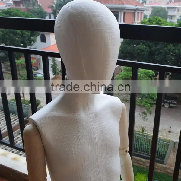Factory Low Price Sale Fiberglass OR Fabric Wrapped Fabric Torso Kids Mannequin With Wood Arm photo-6