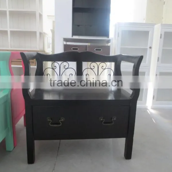 Shabby Large Wooden Stool for 3 People photo-4