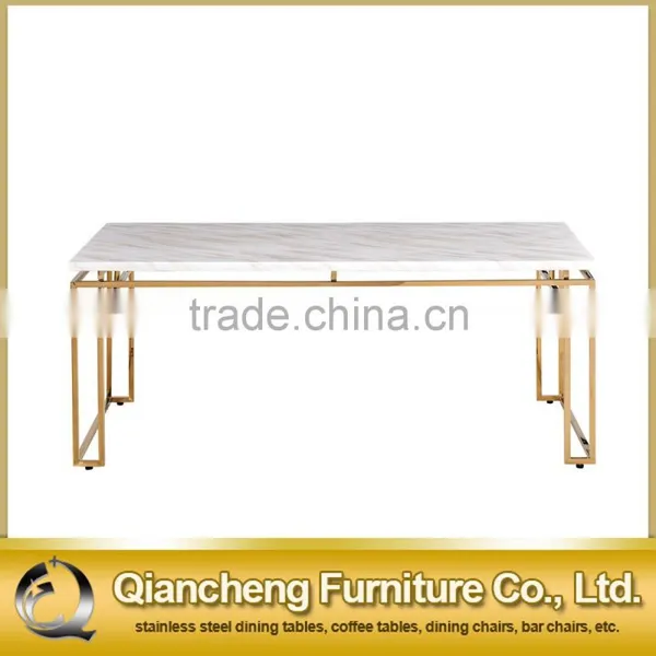 European Style White Marble Mirror Golden Dining Table photo-2