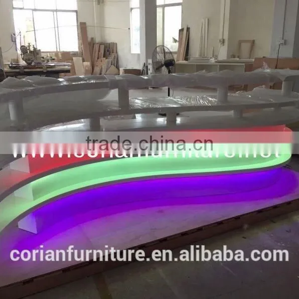 Modern Design Acrylic Solid Surface hi Macs Made Colorful Led Lighted Restaurant Counter Table photo-2